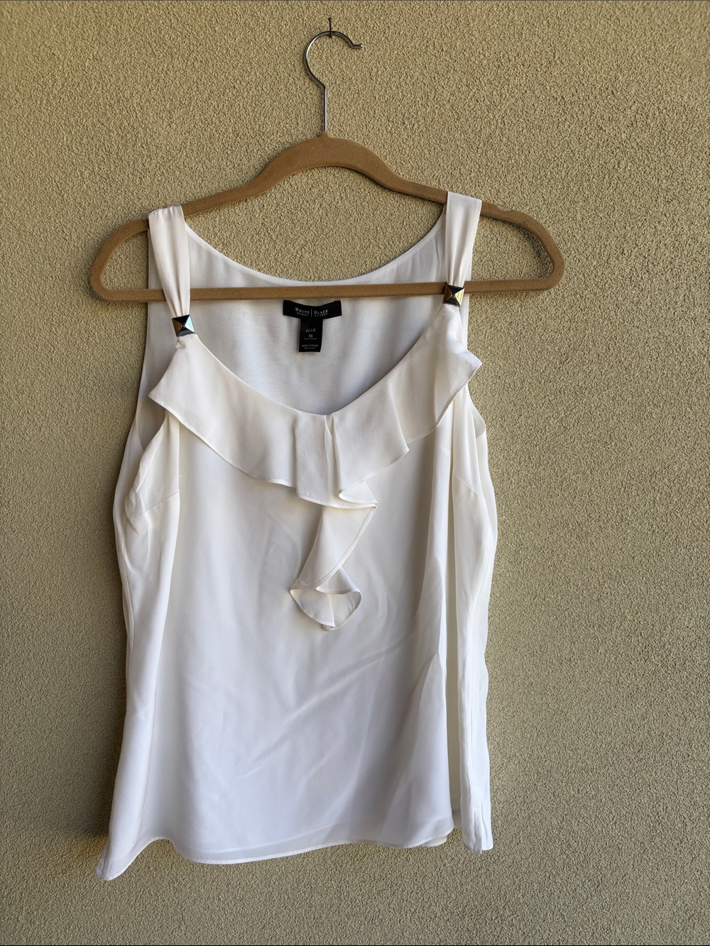 White House Black Market White Ruffled Front Camisole